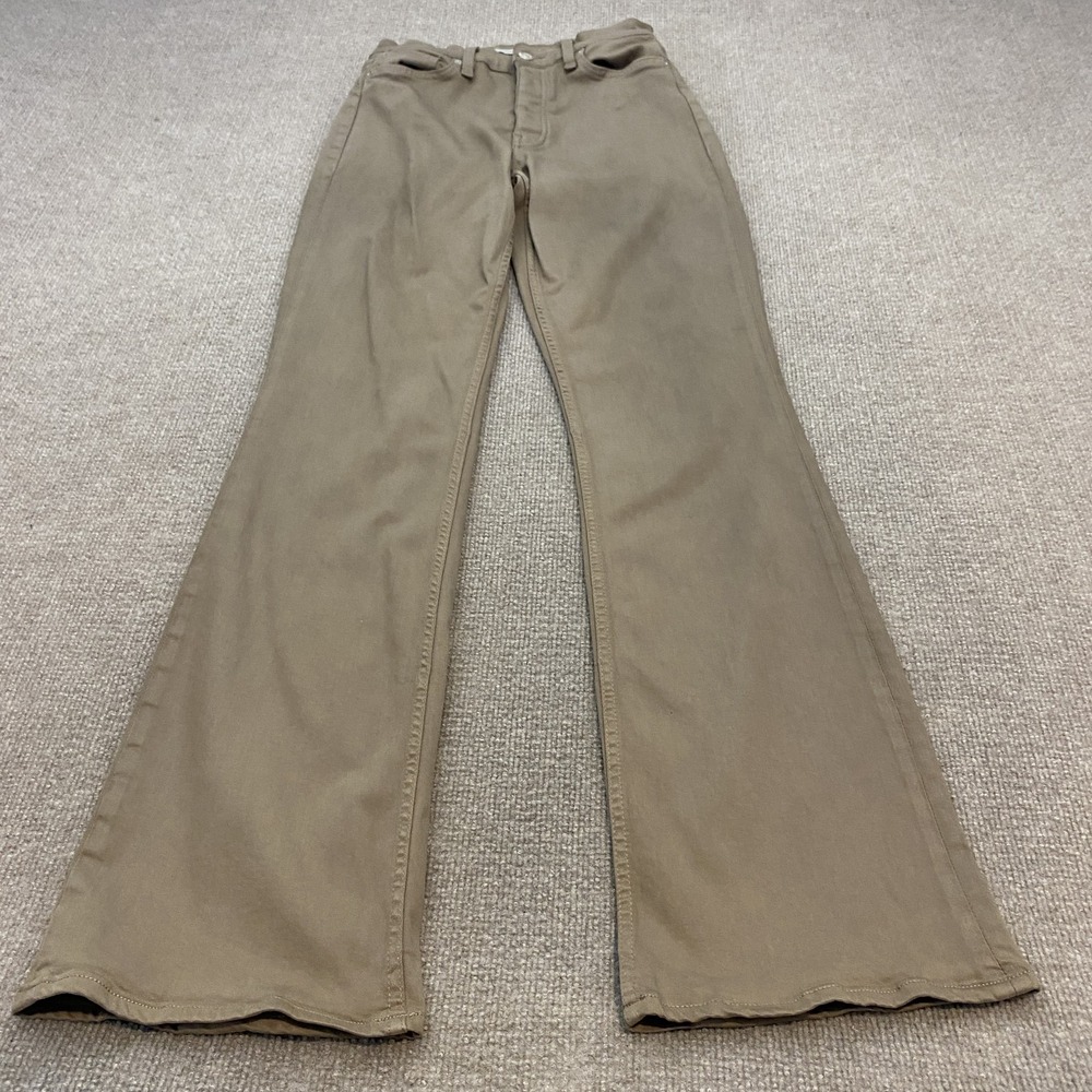 Hudson Faye Flare Jeans Womens 27 Brown Med Wash High Rise Coated Boho Stretch